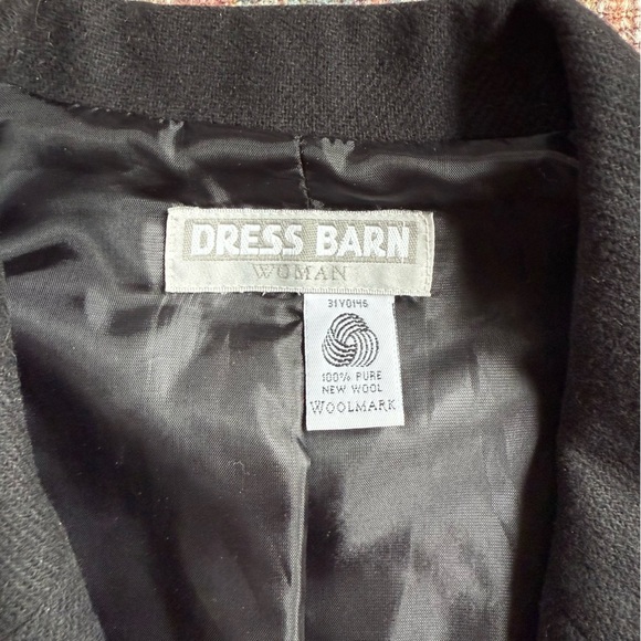 Dress Barn Black Women's Blazer Coat Wool with Structured Shoulders - Picture 6 of 9